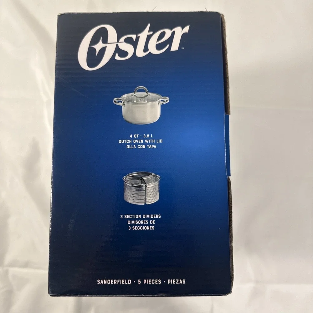 Oster 5pc Stainless Steel Dutch Oven with Lid & 3 Section Dividers CW-1620‎ NOB